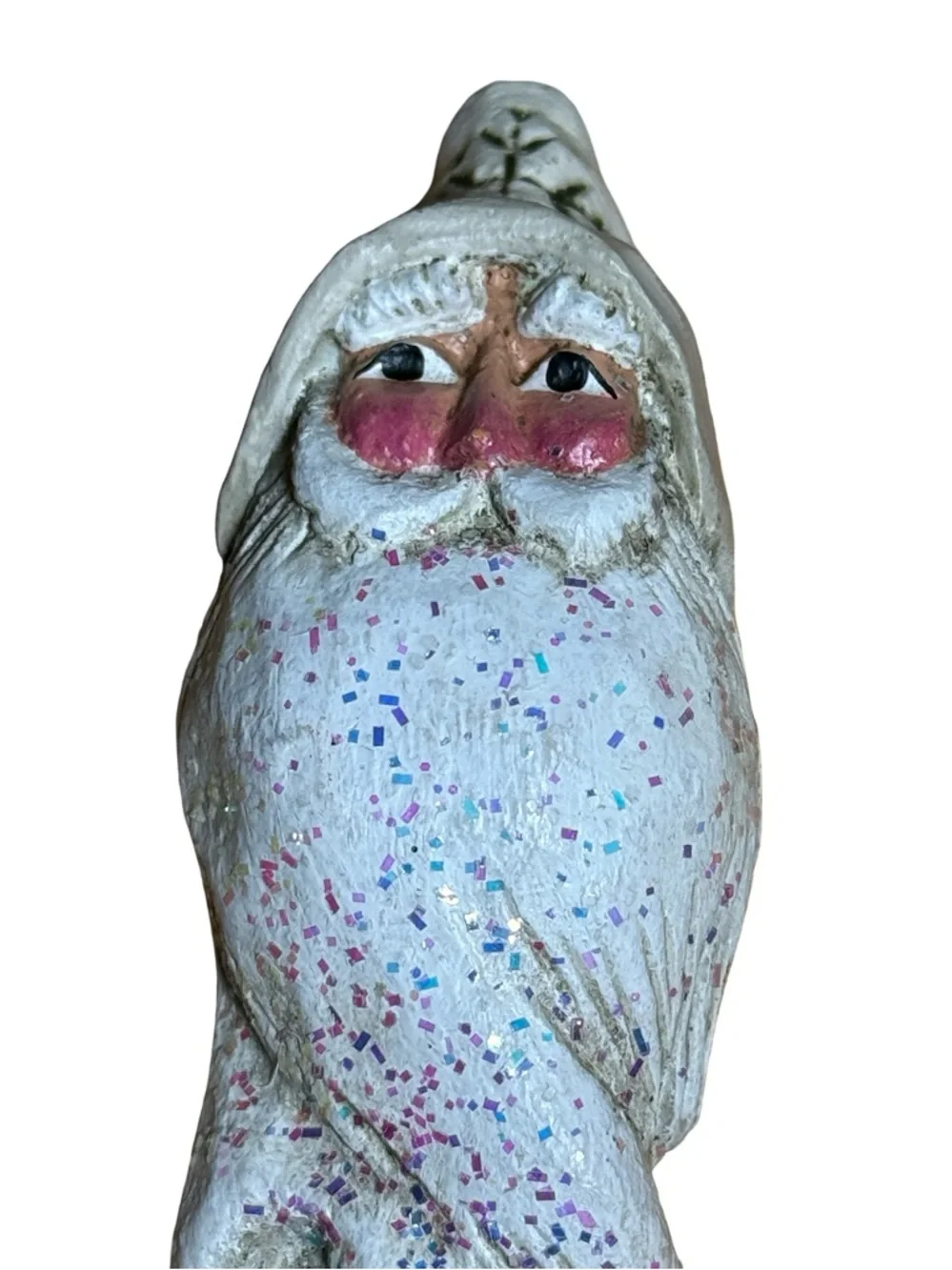 VTG Icicle Santa Clause Christmas Ornament Long Beard Folk Art Signed Schifferl